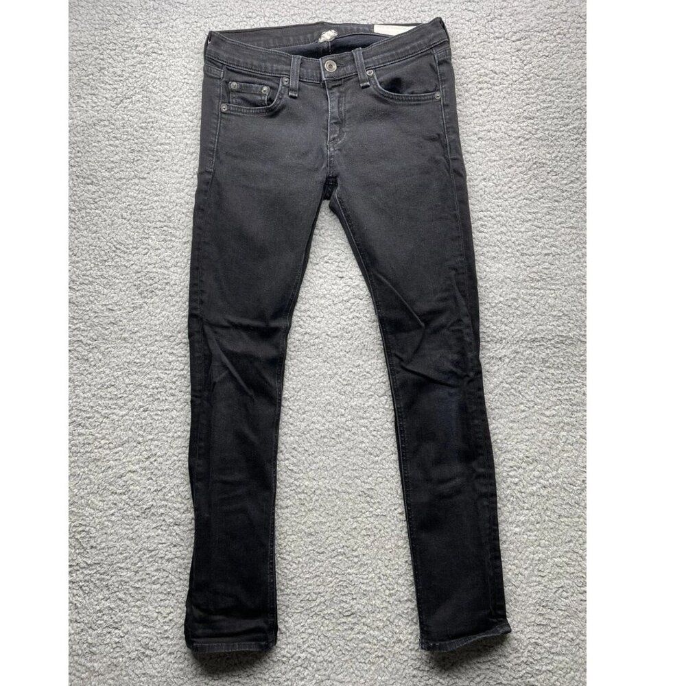 Rag & Bone Jean Womens Tomboy Low Rise Skinny Leg Jeans Black Cotton Size 25